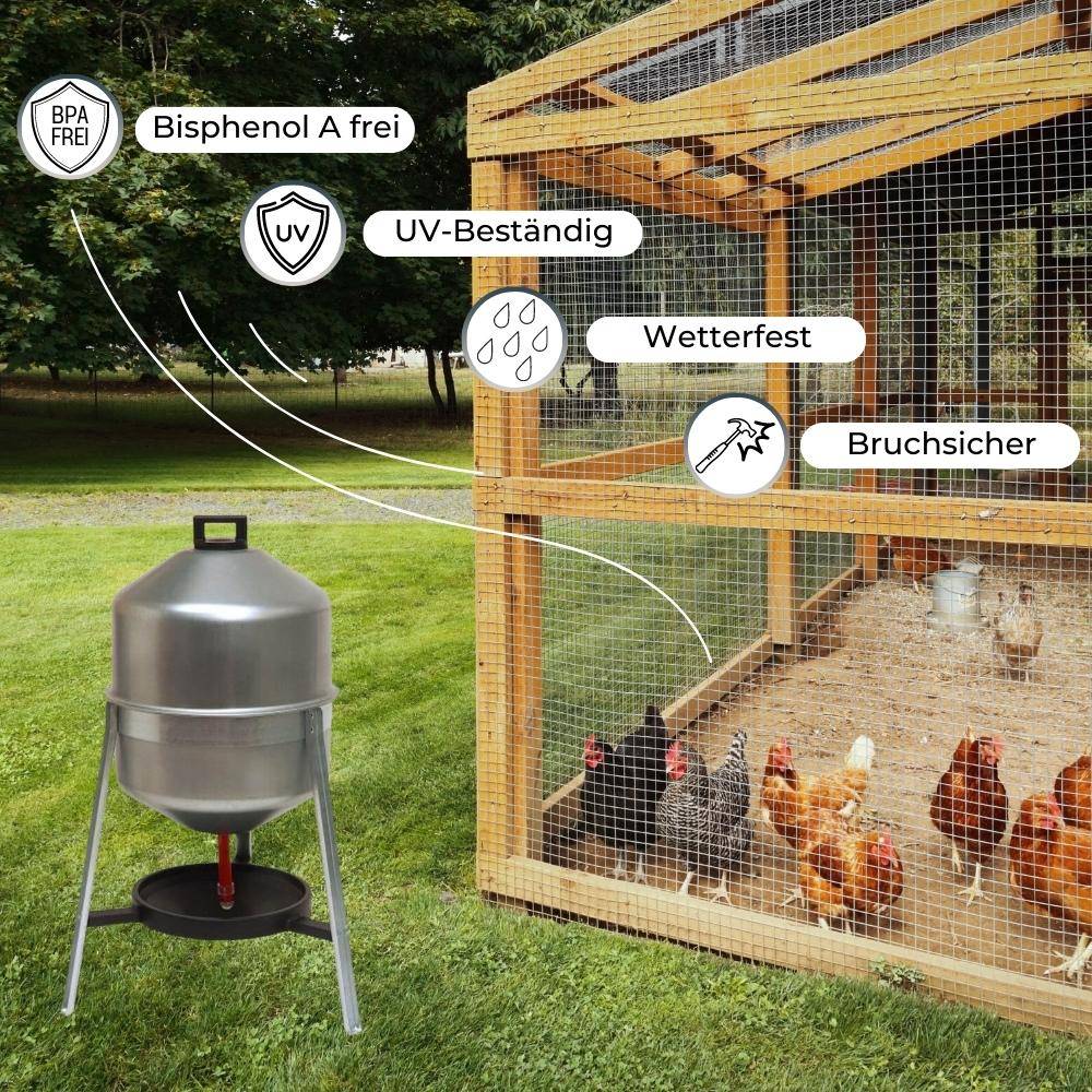 30 L Metall Automatische Geflügel Wasser Siphon Hühner Vorrats Tränke Verzinkt