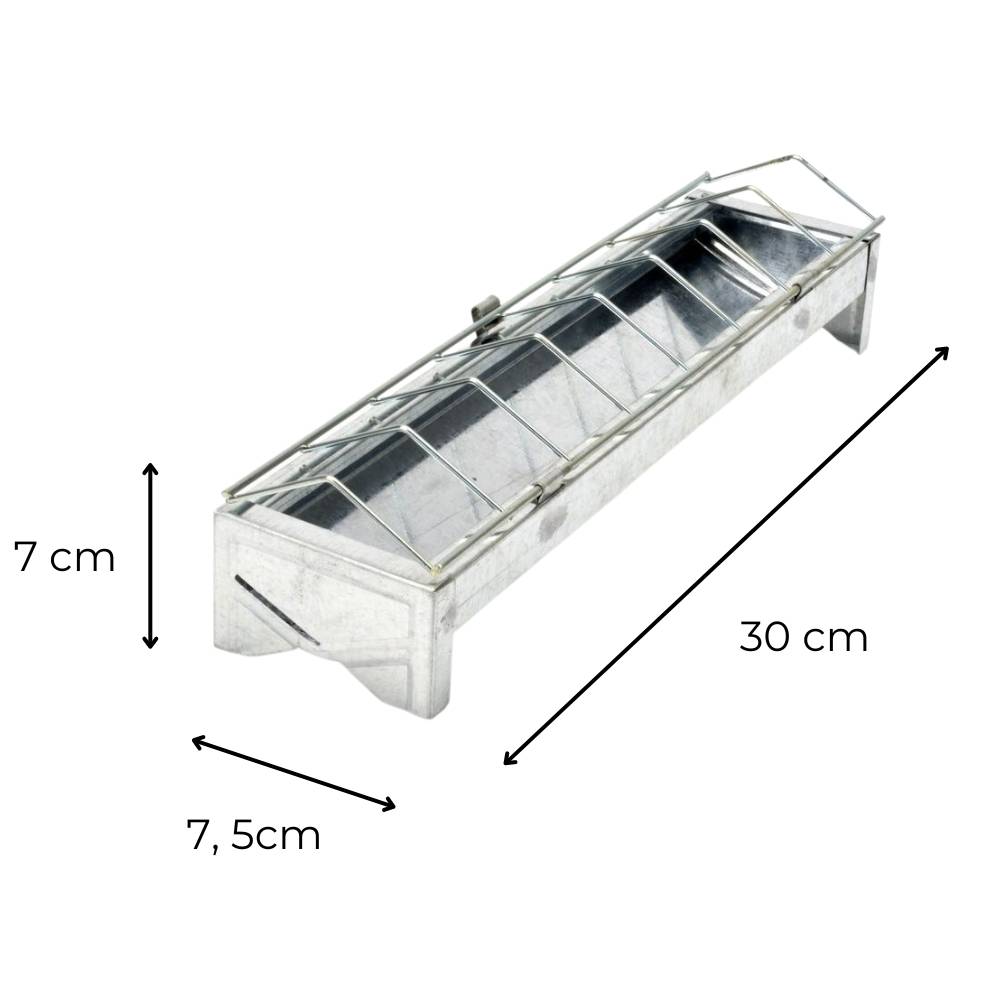 Futtertrog Metall Küken verzinkt 30 cm Gitter