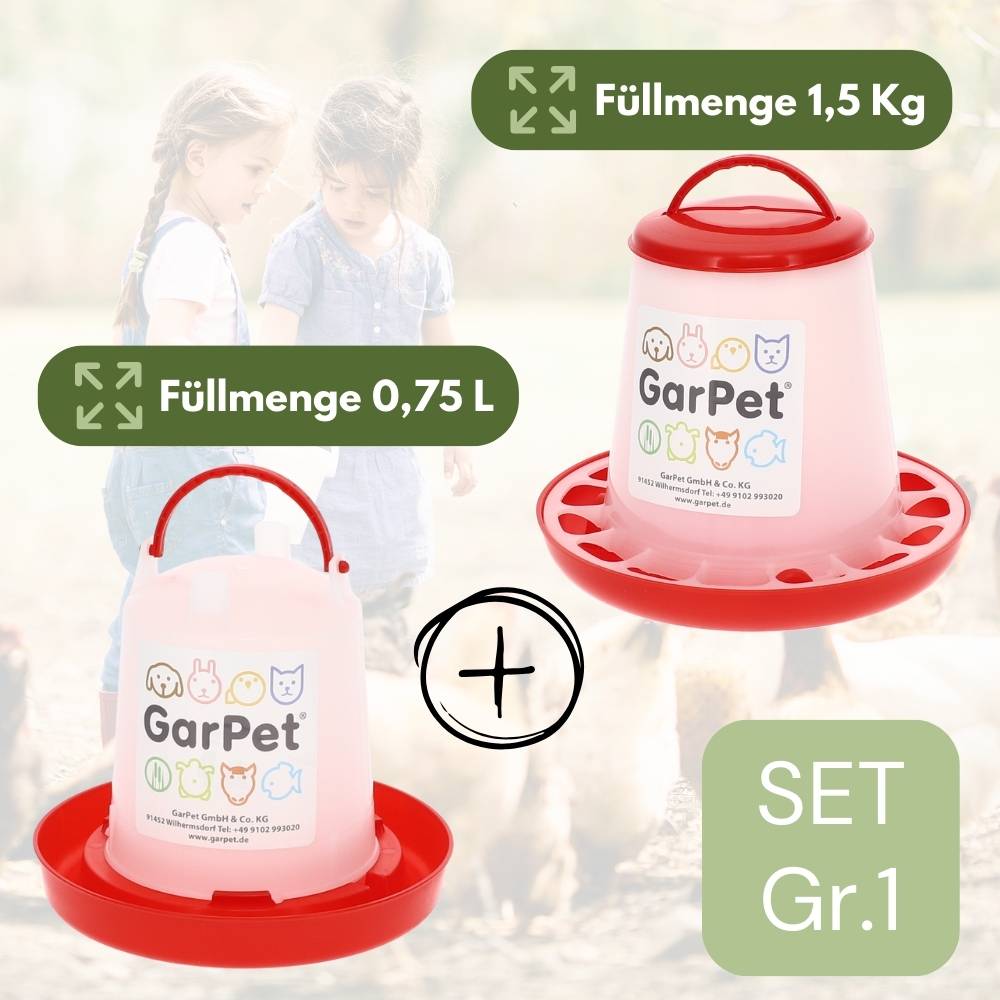 Futterautomat Hühner + Hühnertränke im Set Futterspender Futtertrog Küken Hühner Zubehör Kükentränke Geflügeltränke Wassertränke Wasserspen