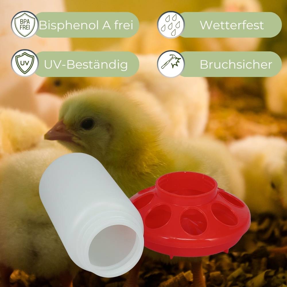Geflügel Futterautomat und Tränke im Set Futterspender Hühner Küken Gänse Enten