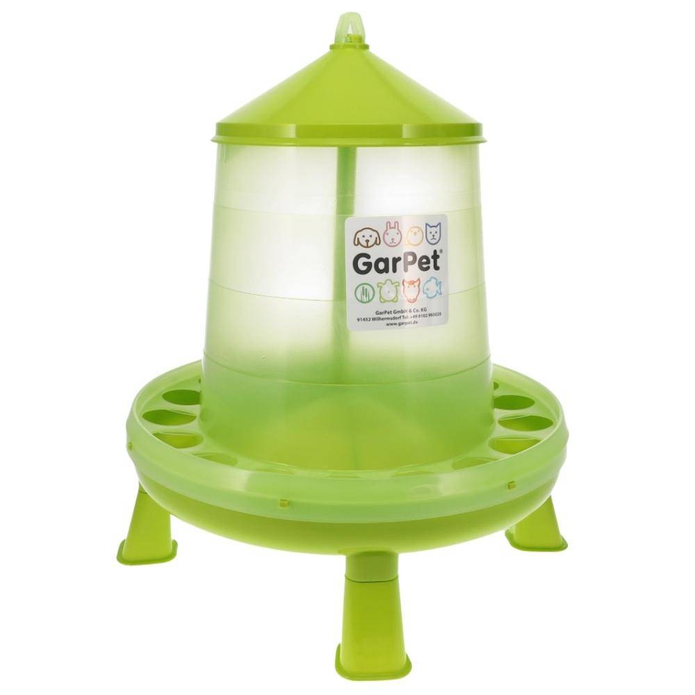 GarPet Futterautomat Hühner mit Stand Füßen grün Geflügel Futterspender Futtertrog 8 Kg Wachteln Trog Automatisch groß