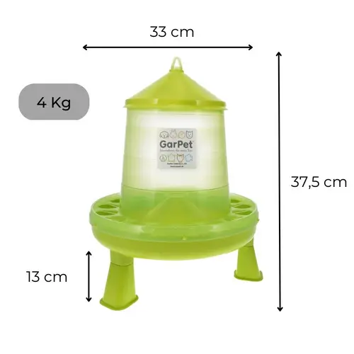 GarPet Futterautomat Hühner mit Stand Füßen grün Geflügel Futterspender Futtertrog 4 Kg Wachteln Trog Automatisch groß GarPet Futterautomat Hühner mit Stand Füßen grün Geflügel Futterspender Futtertrog 4 Kg Wachteln Trog Automatisch groß