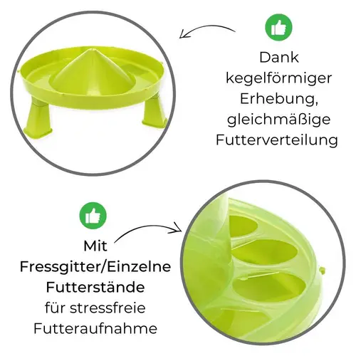 GarPet Futterautomat Hühner mit Stand Füßen grün Geflügel Futterspender Futtertrog 4 Kg Wachteln Trog Automatisch groß GarPet Futterautomat Hühner mit Stand Füßen grün Geflügel Futterspender Futtertrog 4 Kg Wachteln Trog Automatisch groß