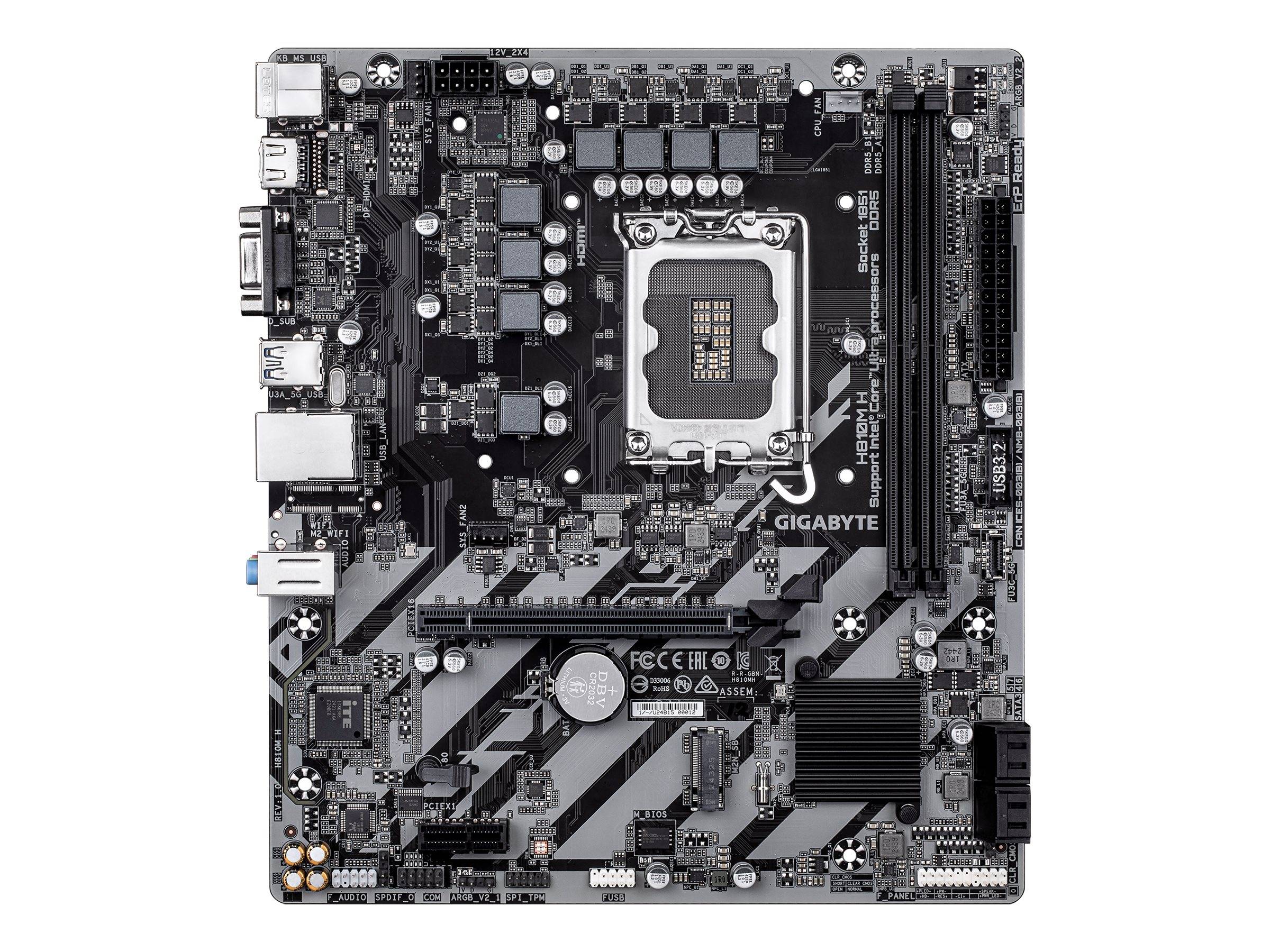 Gigabyte H810M H - Motherboard - micro ATX - LGA1851-Sockel - H810 Chipsatz - USB-C 3.2 Gen 1, USB 3.2 Gen 1 - Gigabit LAN - Onboard-Grafik (CPU