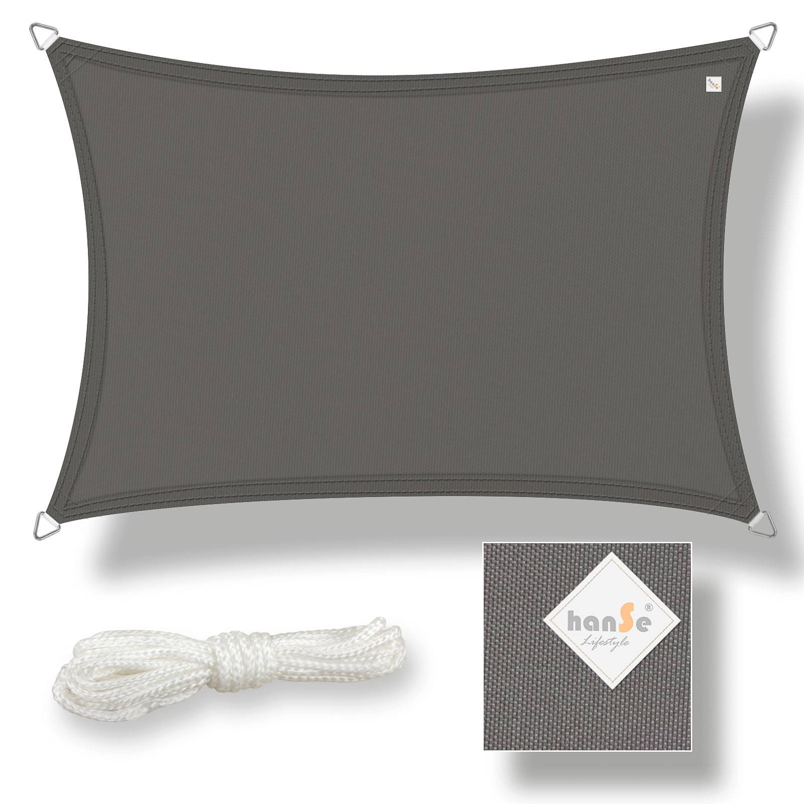hanSe Sonnensegel Schattensegel Schattenspender Polyester Rechteck 2x4m Graphit
