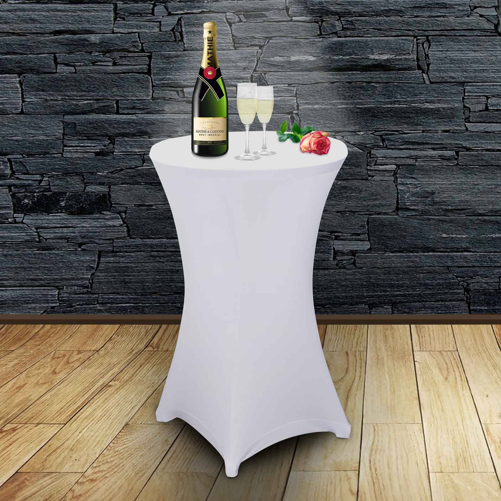 Stehtischhusse Ø 60 cm Bistrotisch Hussen Weiß 60cm