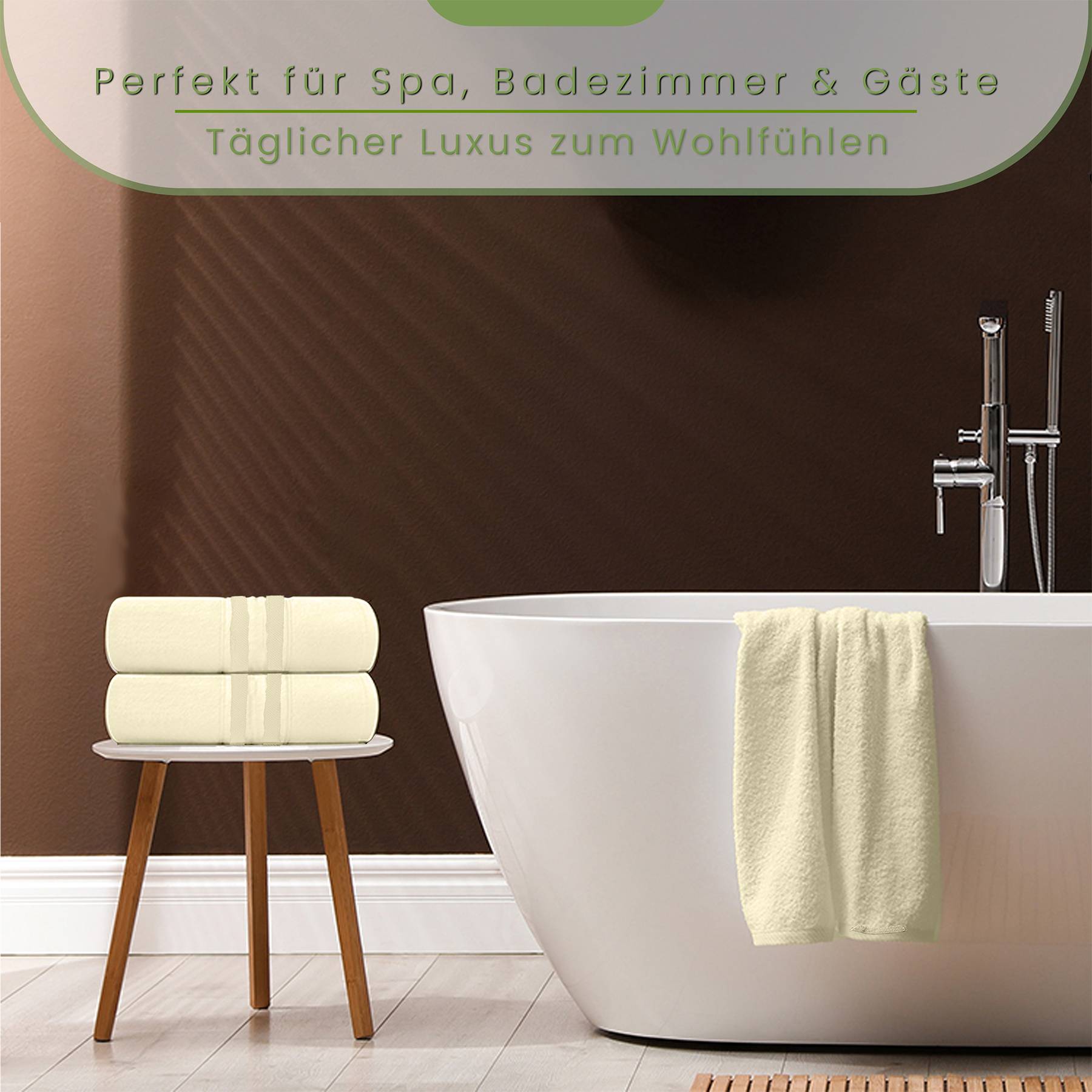 2er-Set Duschtücher 70x140cmcm Taupe 100% Baumwolle, 450g/m² extra saugfähig