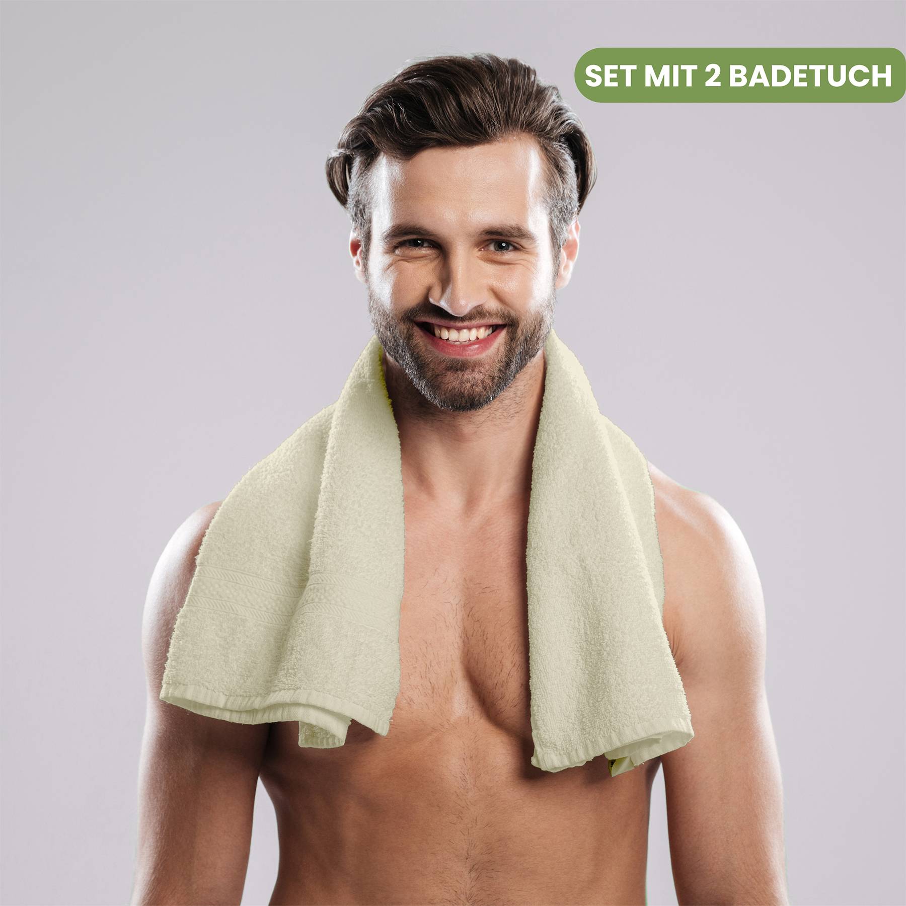 2er-Set Duschtücher 70x140cmcm Taupe 100% Baumwolle, 450g/m² extra saugfähig