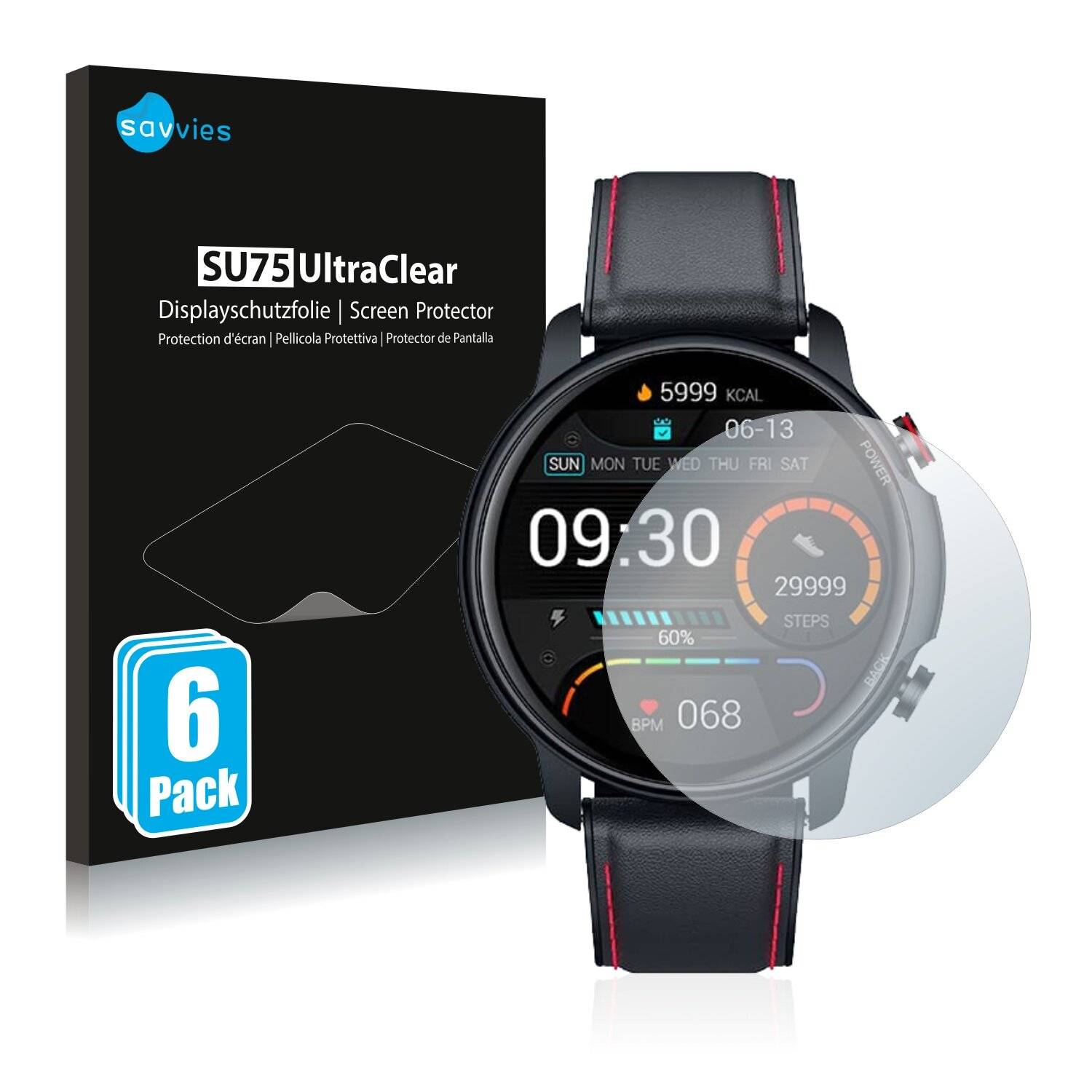 6x Savvies SU75 Displayschutzfolie für Motsfit