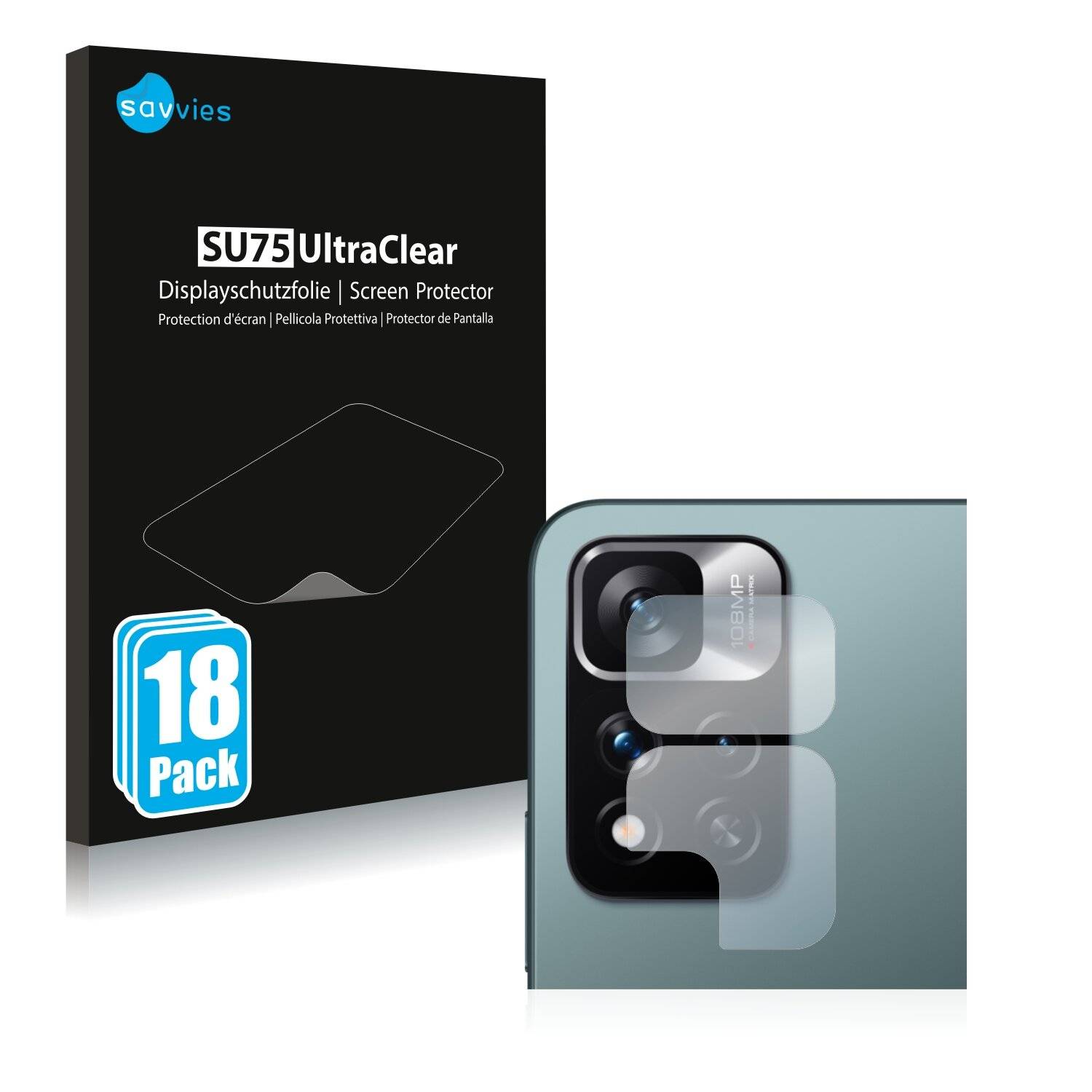 18x Savvies SU75 Displayschutzfolie für Xiaomi Redmi Note 11 Pro+ 5G (NUR