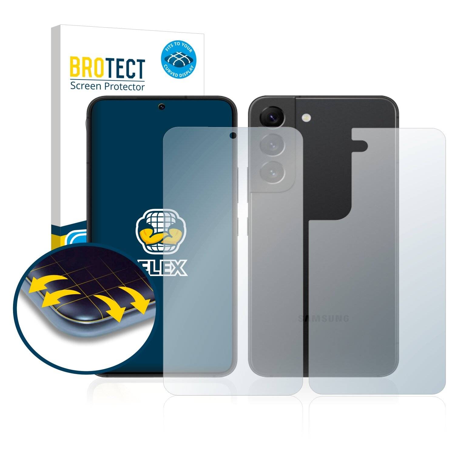 2x BROTECT Flex Full-Cover Displayschutzfolie für Samsung Galaxy S22 5G (Vorder +