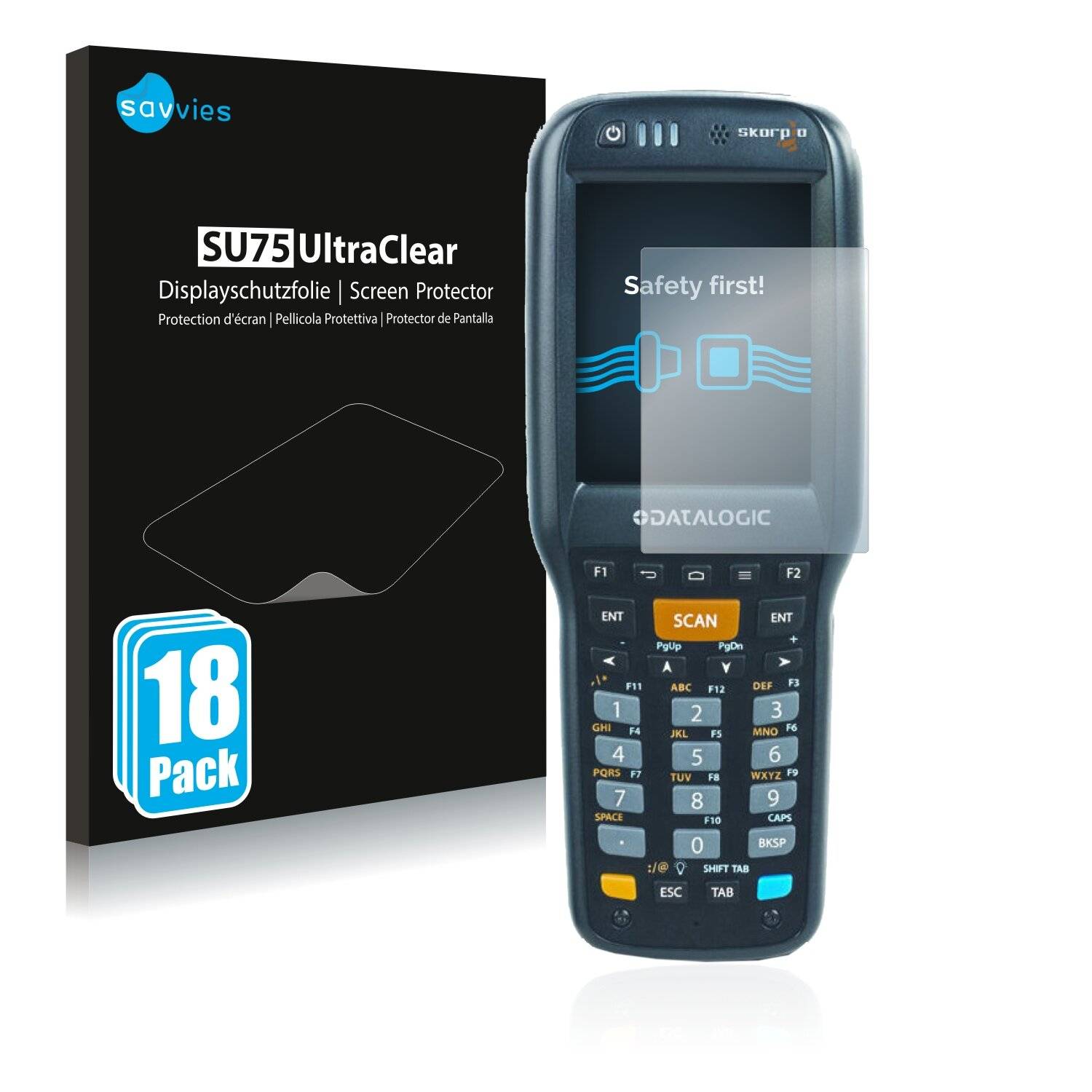 18x Savvies SU75 Displayschutzfolie für Datalogic Falcon