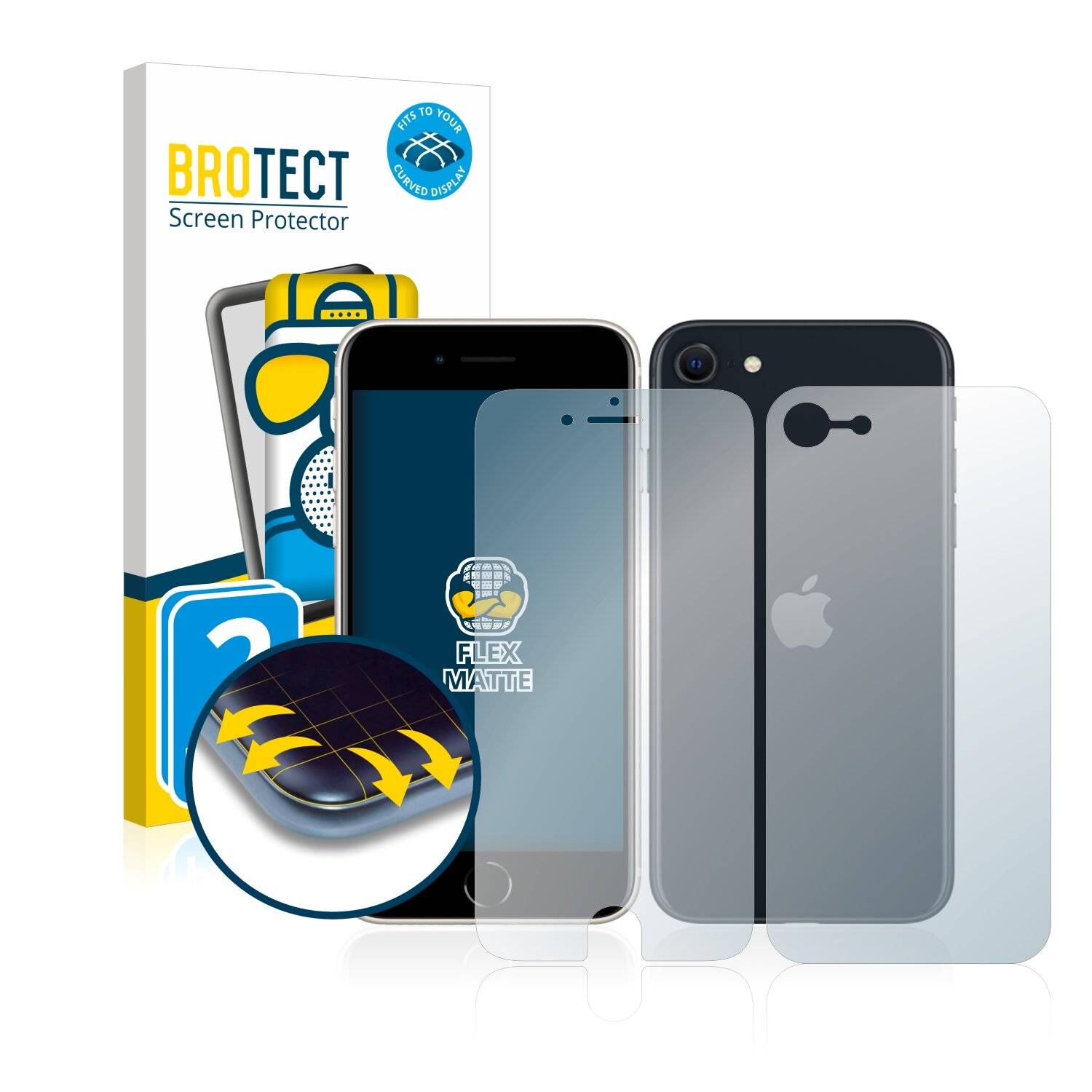 2x BROTECT Flex Matte Full-Cover Displayschutzfolie für Apple iPhone SE 3 2022 (Vorder +