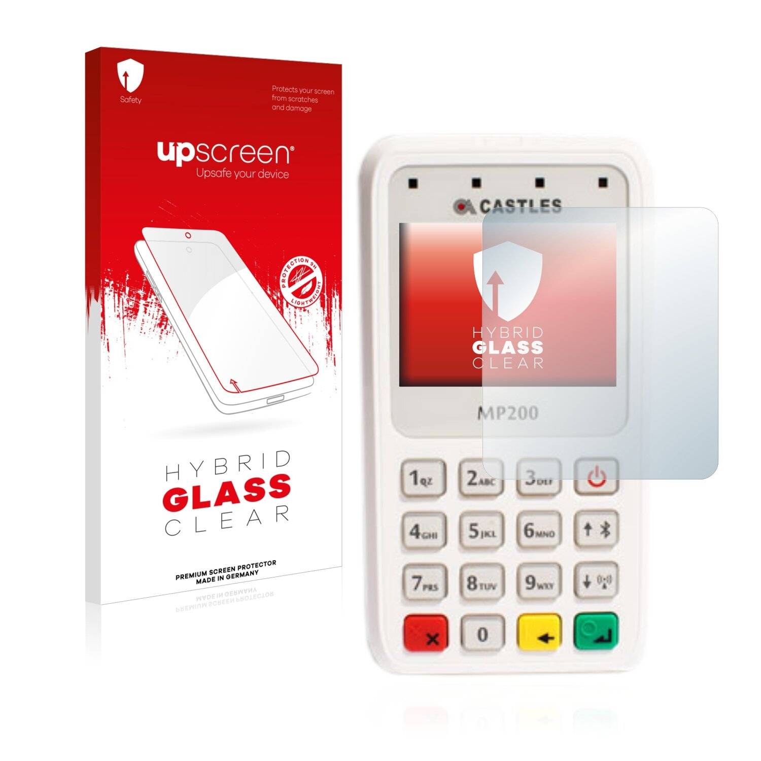 upscreen Hybrid Glass Clear Premium Schutzglas Folie für Castles Technology MP200 /