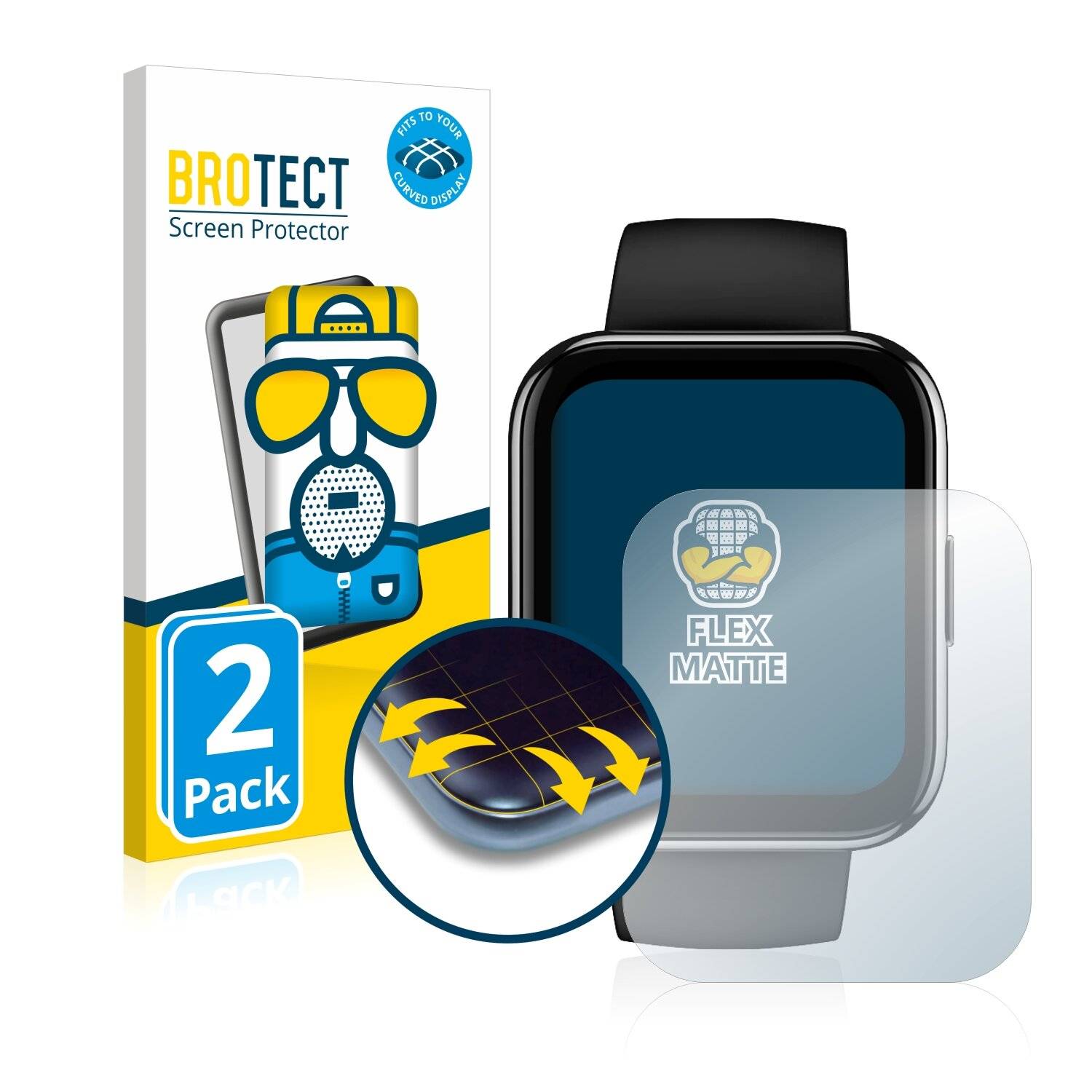 2x BROTECT Flex Matte Full-Cover Displayschutzfolie für Realme Dizo Watch