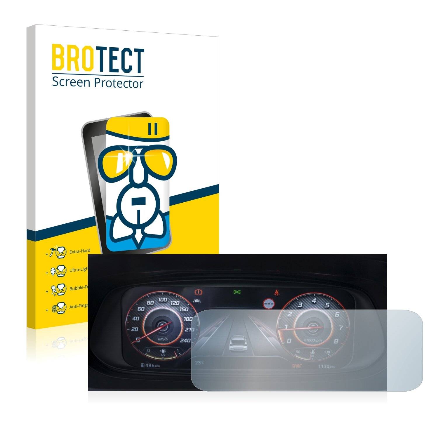 BROTECT AirGlass Schutzglas Folie für Hyundai i20N 2021