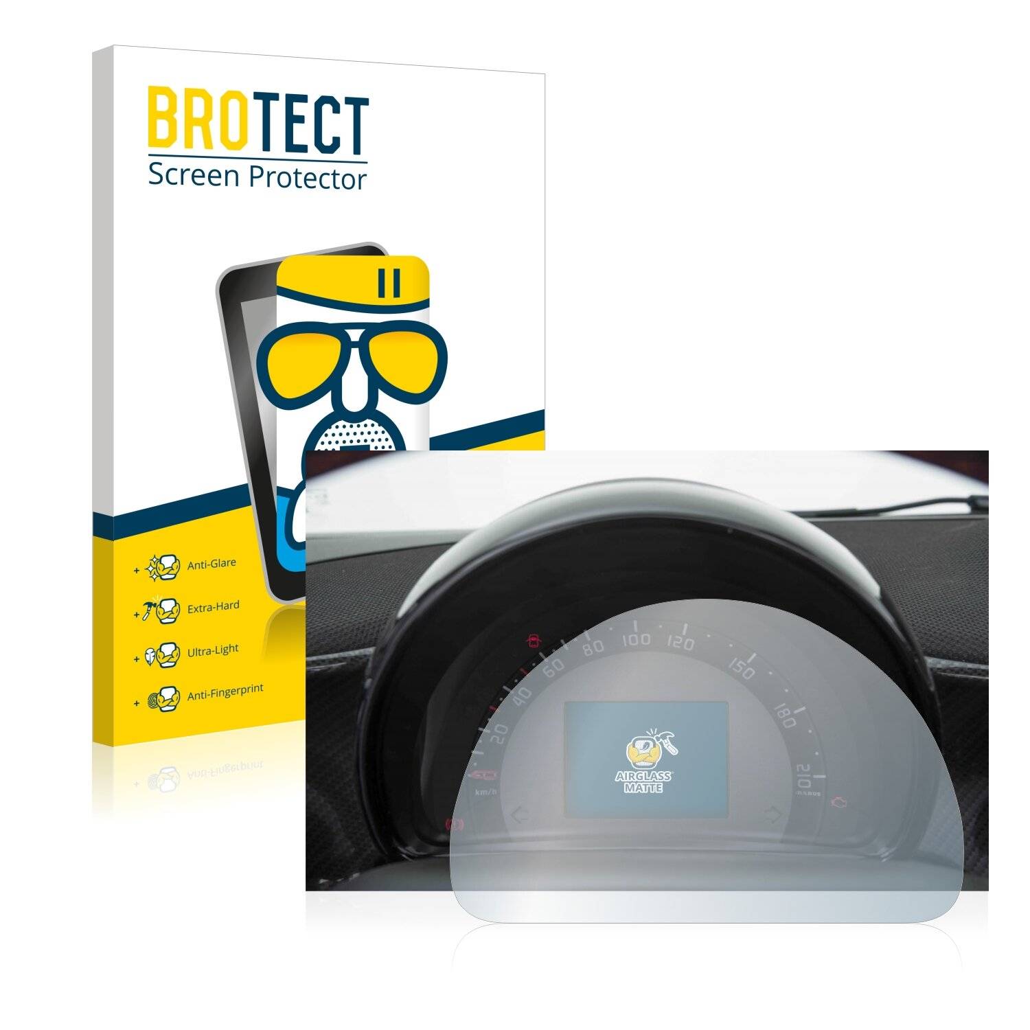 BROTECT AirGlass Matte Schutzglas Folie für Smart 453 Fortwo