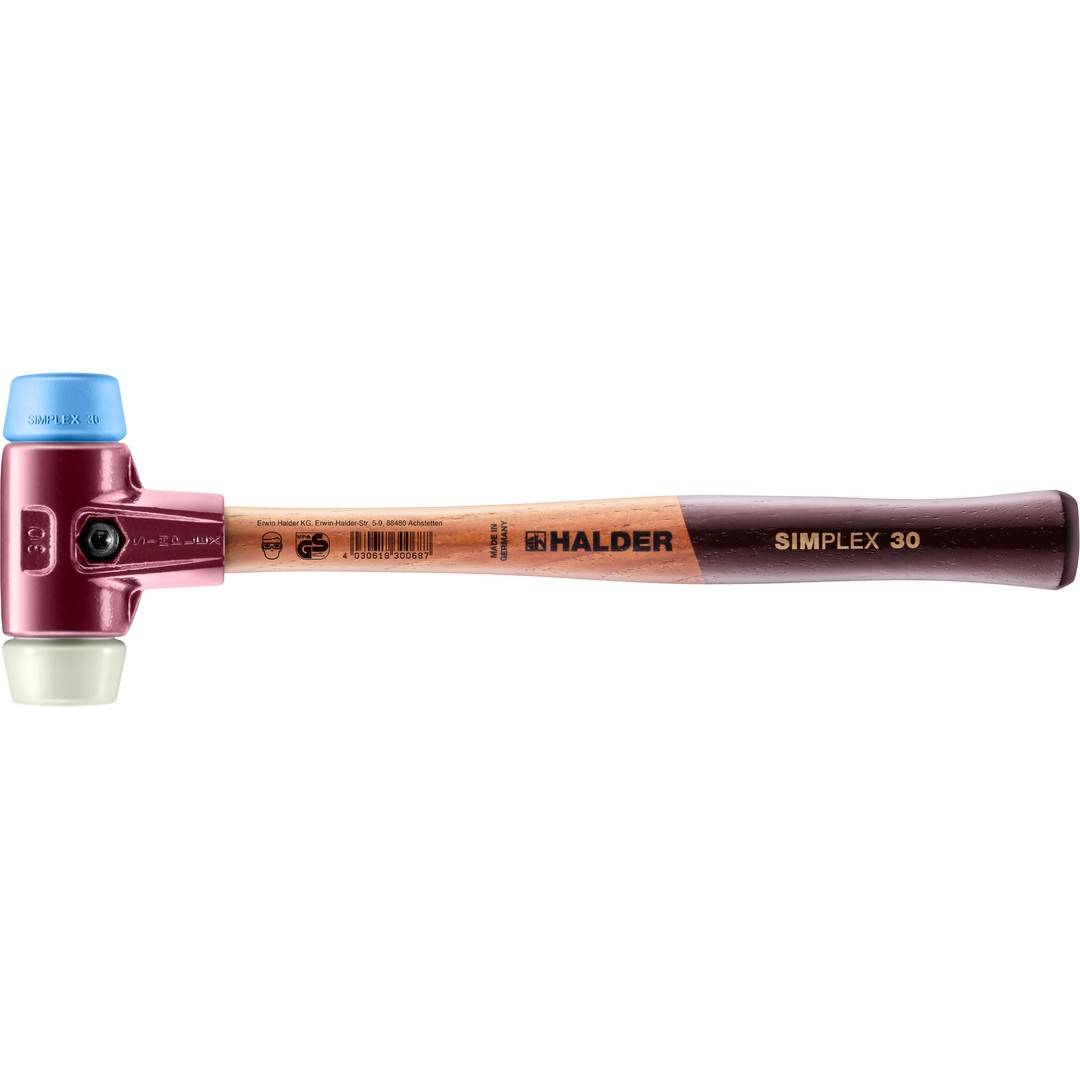 HALDER SIMPLEX Schonhammer Ø 30 mm TPE-soft blau / Nylon mit Tempergussgehäuse