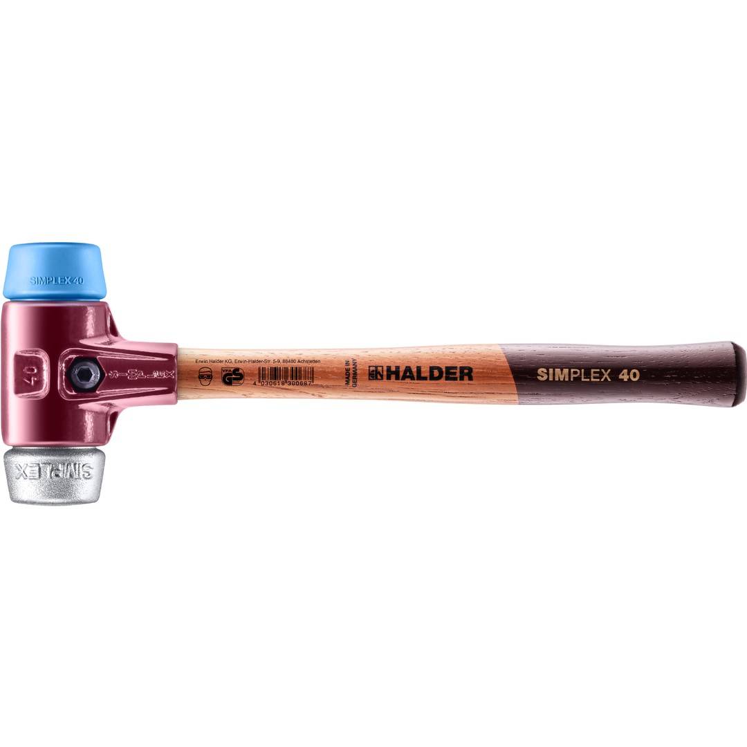 HALDER SIMPLEX Schonhammer Ø 40 mm TPE-soft blau / Weichmetall mit Tempergussgehäuse