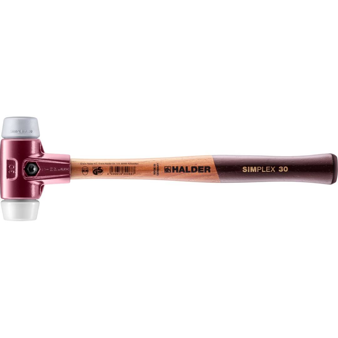 HALDER SIMPLEX Schonhammer Ø 30 mm TPE-mid grau / Superplastik mit Tempergussgehäuse