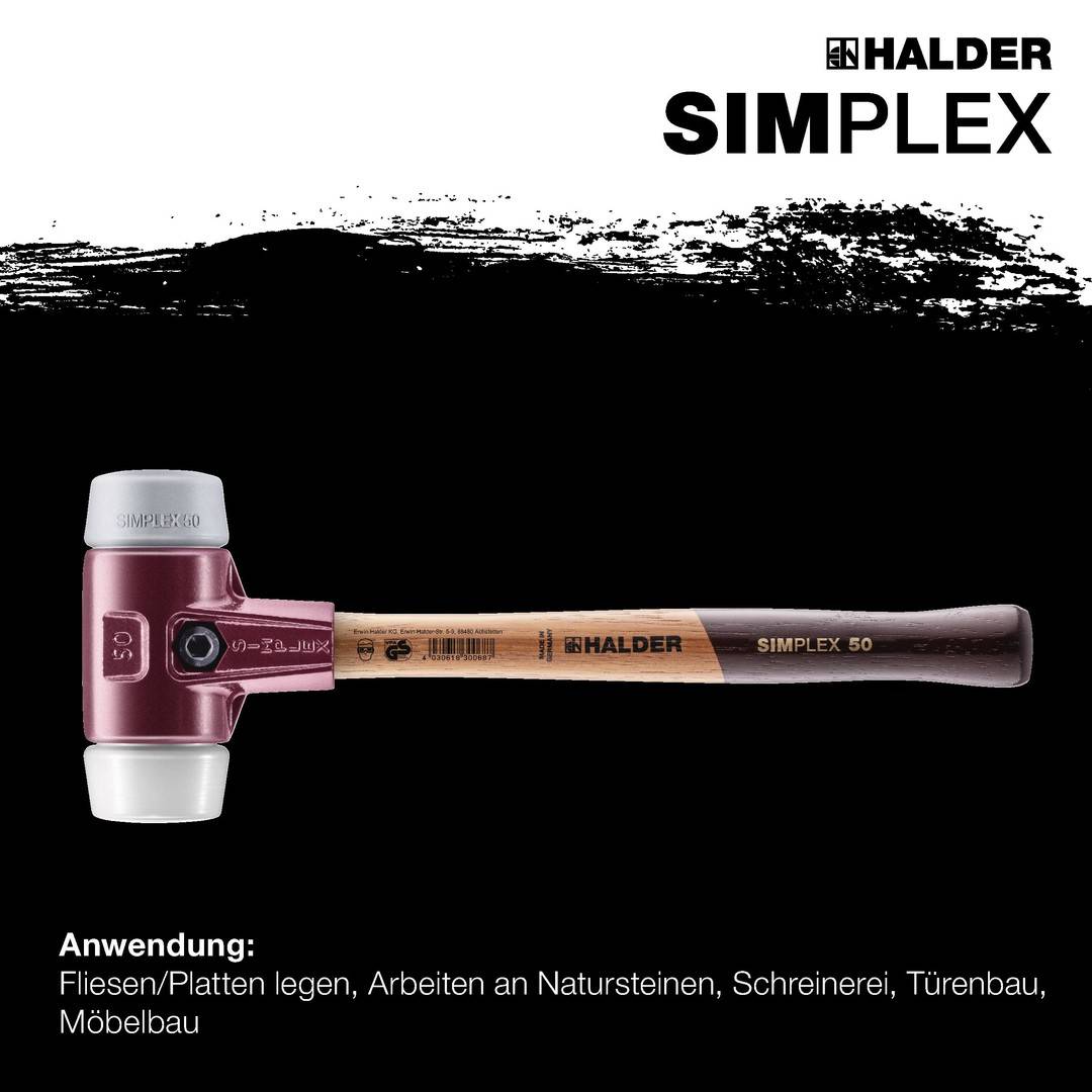 HALDER SIMPLEX Schonhammer Ø 40 mm TPE-mid grau / Superplastik mit Tempergussgehäuse