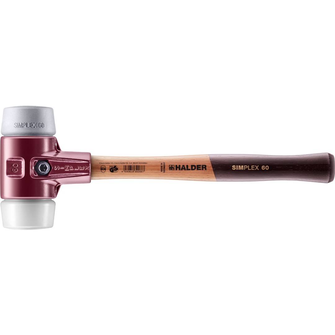 HALDER SIMPLEX Schonhammer Ø 60 mm TPE-mid grau / Superplastik mit Tempergussgehäuse