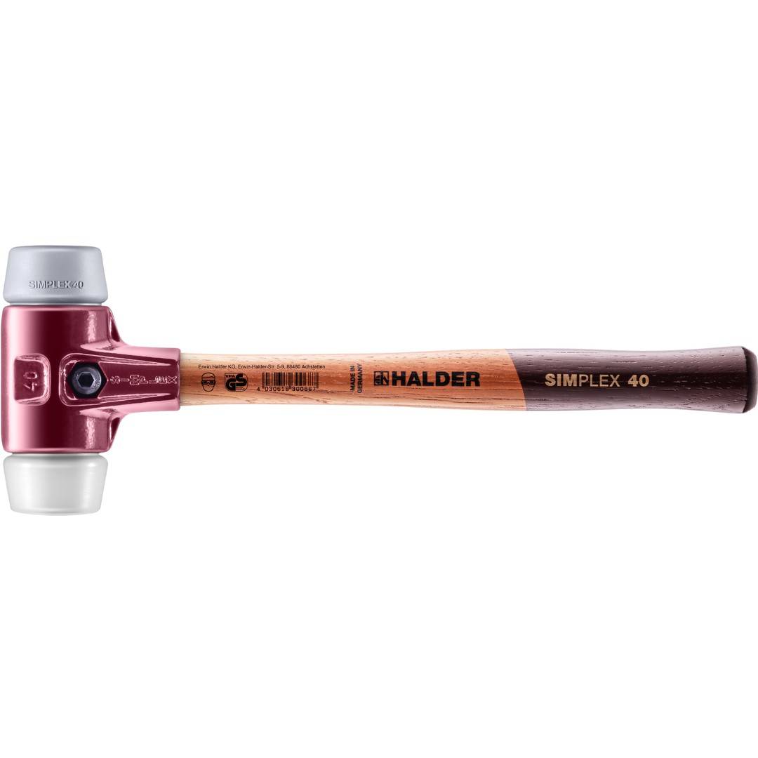 HALDER SIMPLEX Schonhammer Ø 40 mm TPE-mid grau / Superplastik mit Tempergussgehäuse