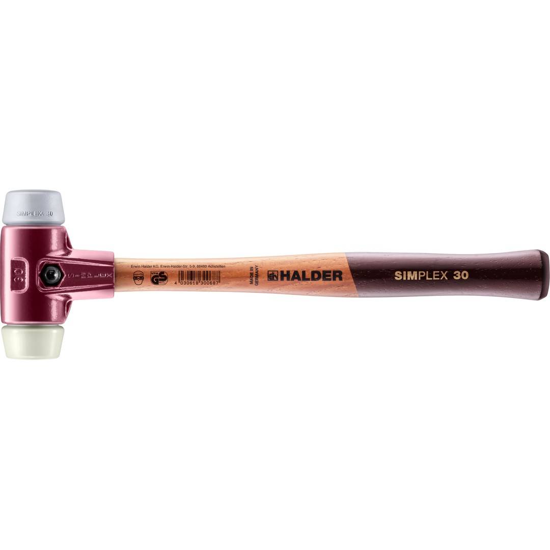 HALDER SIMPLEX Schonhammer Ø 30 mm TPE-mid grau / Nylon mit Tempergussgehäuse