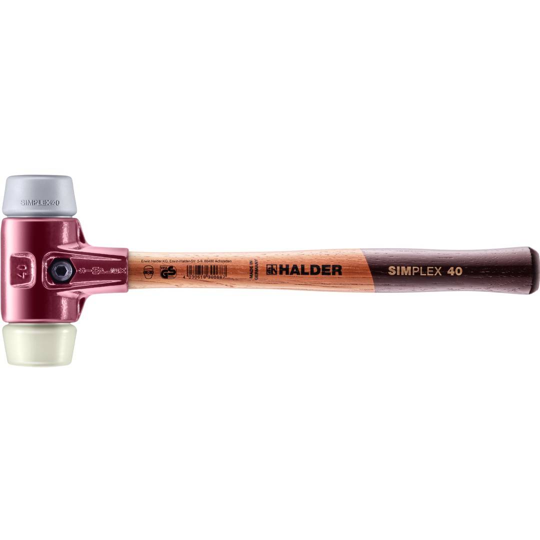 HALDER SIMPLEX Schonhammer Ø 40 mm TPE-mid grau / Nylon mit Tempergussgehäuse