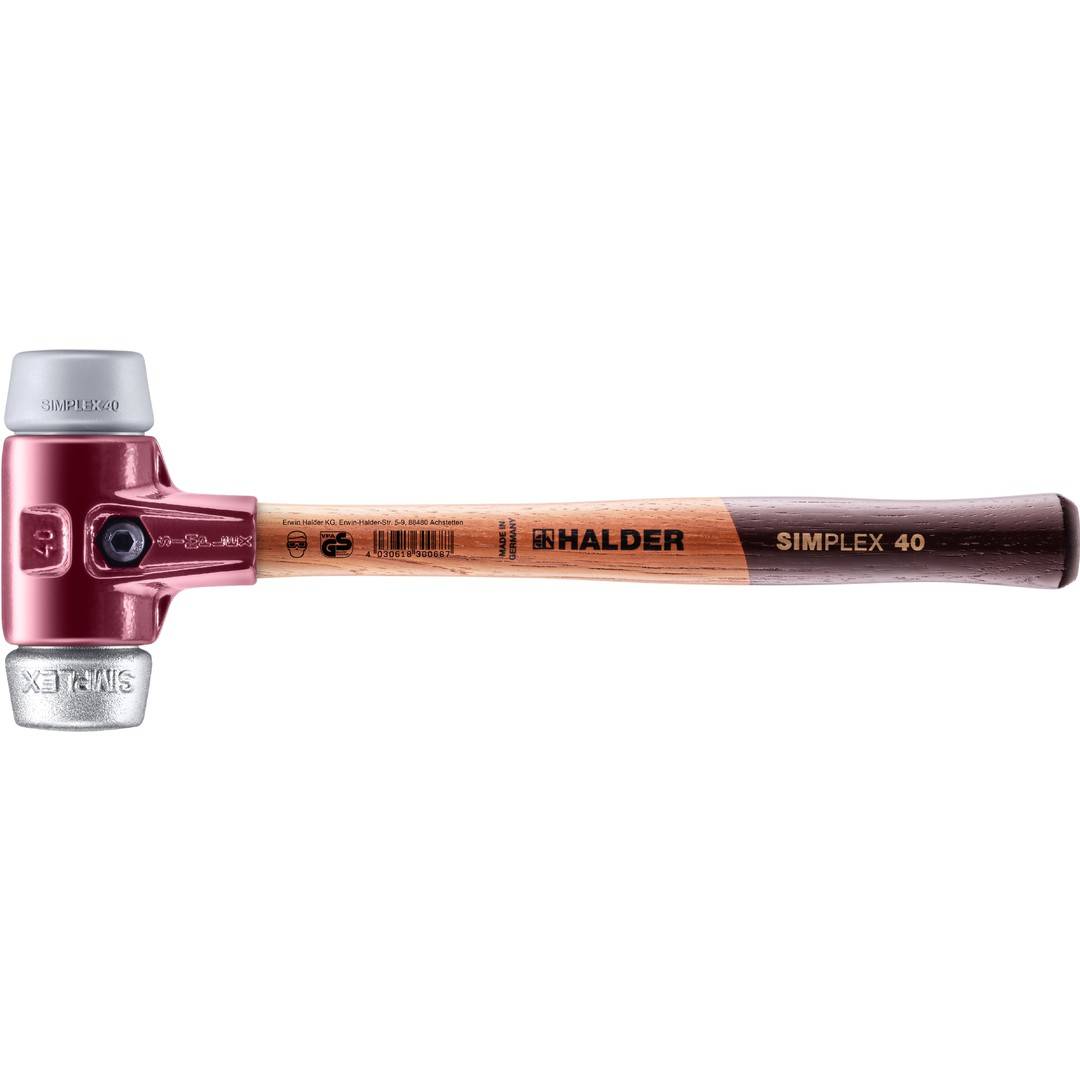HALDER SIMPLEX Schonhammer Ø 40 mm TPE-mid grau / Weichmetall mit Tempergussgehäuse