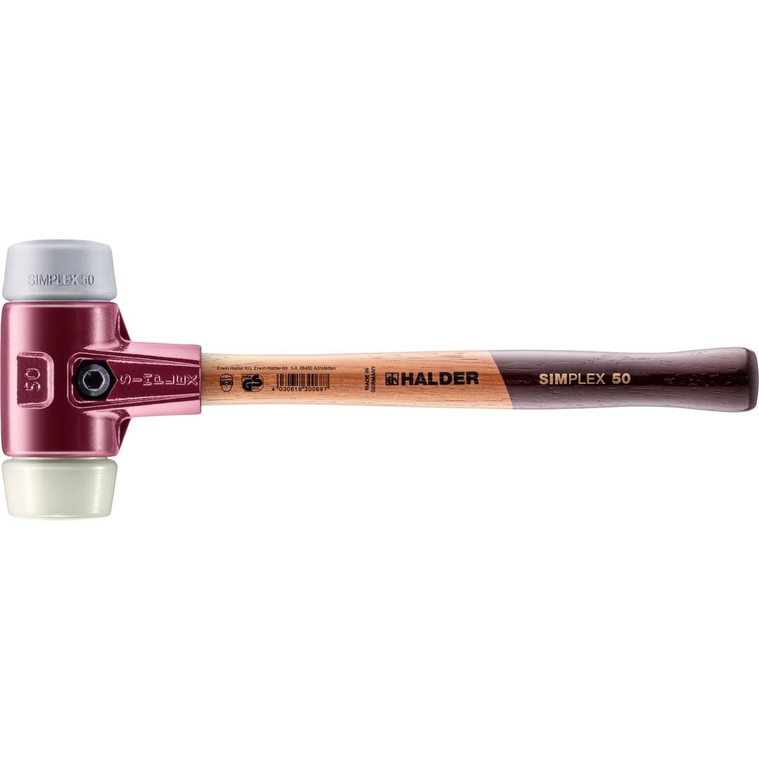 HALDER SIMPLEX Schonhammer Ø 50 mm TPE-mid grau / Nylon mit Tempergussgehäuse