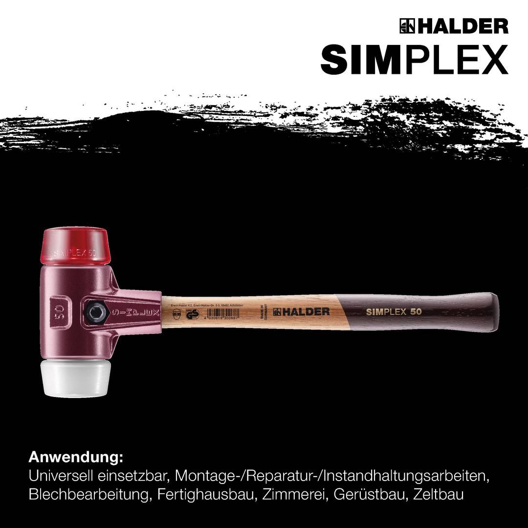 HALDER SIMPLEX Schonhammer Ø 30 mm Plastik rot / Nylon mit Tempergussgehäuse