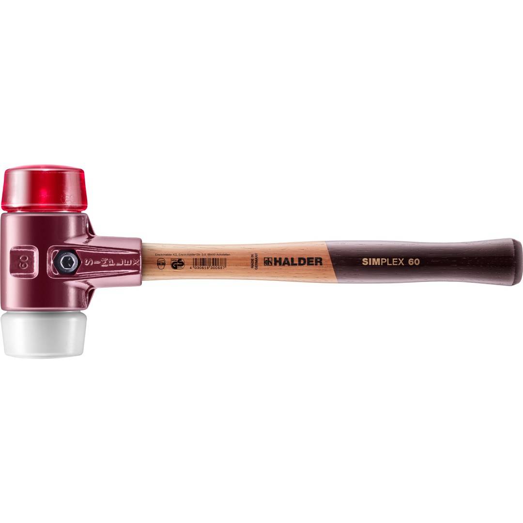HALDER SIMPLEX Schonhammer Ø 60 mm Plastik rot / Superplastik mit Tempergussgehäuse