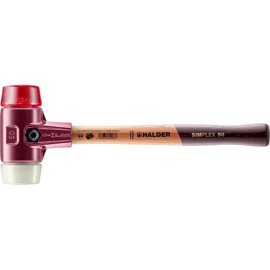 HALDER SIMPLEX Schonhammer Ø 50 mm Plastik rot / Nylon mit Tempergussgehäuse
