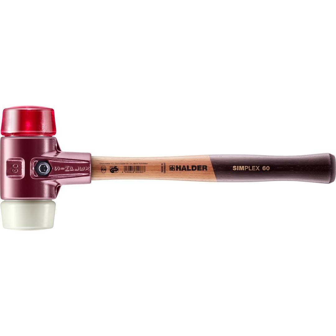 HALDER SIMPLEX Schonhammer Ø 60 mm Plastik rot / Nylon mit Tempergussgehäuse