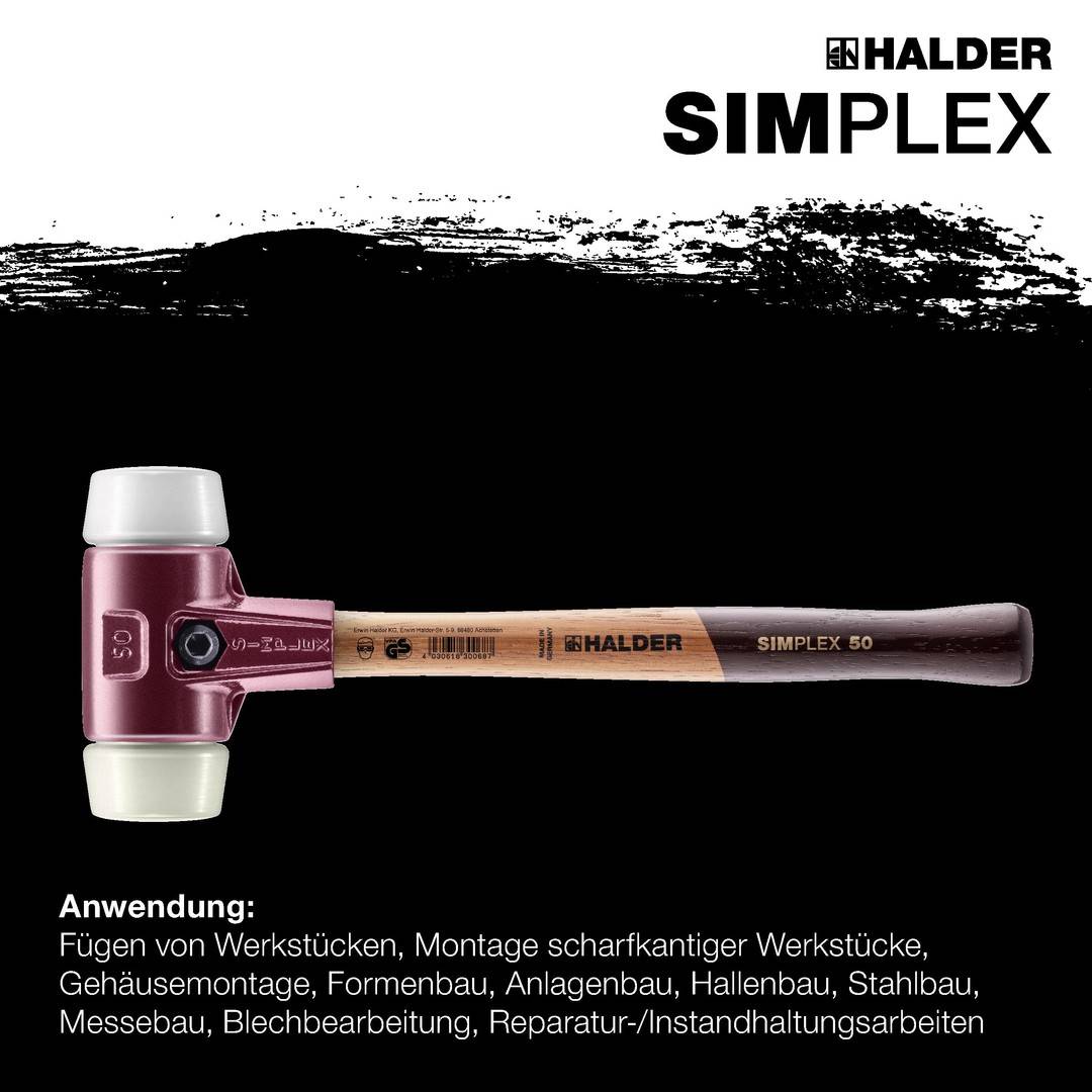 HALDER SIMPLEX Schonhammer Ø 80 mm Superplastik / Nylon mit Tempergussgehäuse