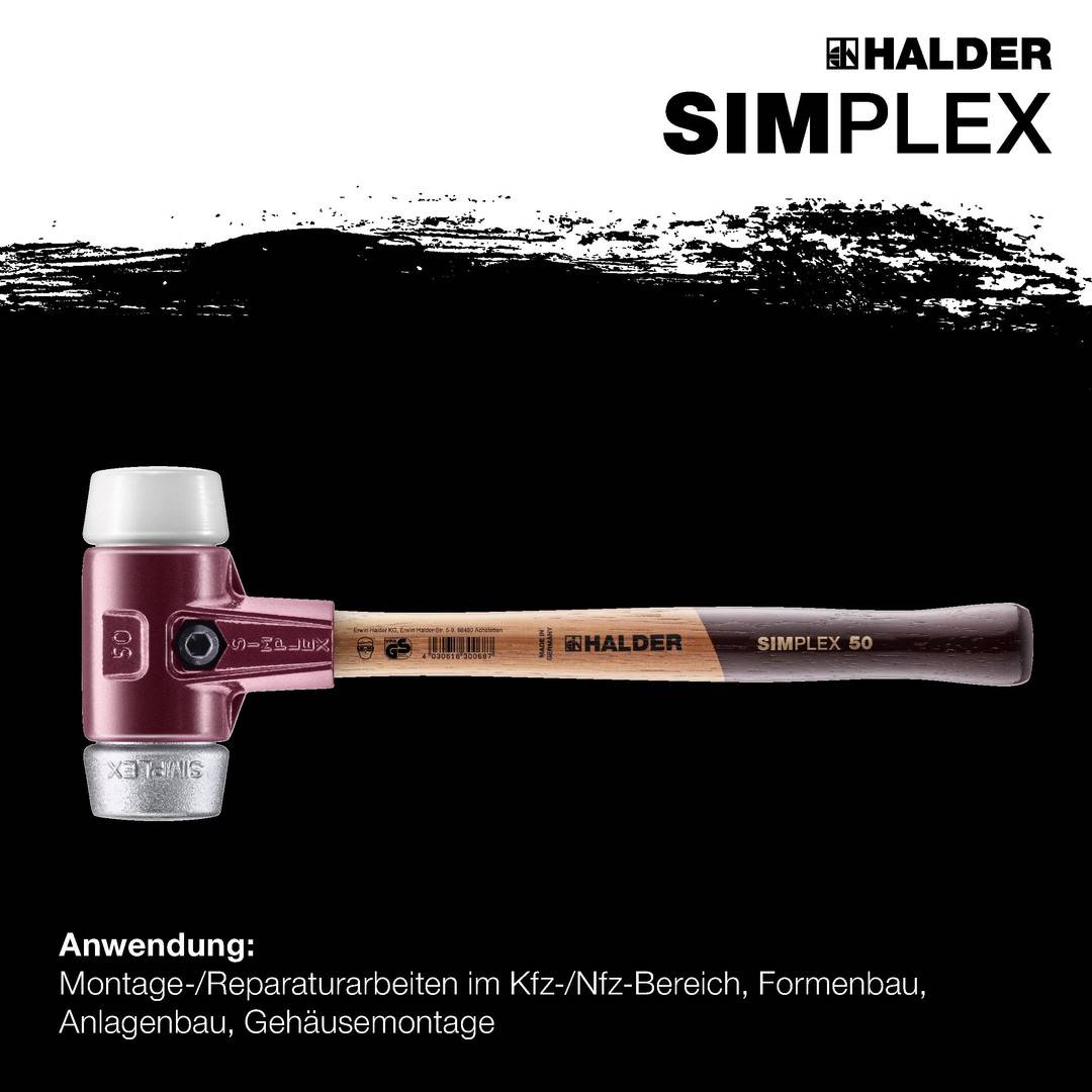 HALDER SIMPLEX Schonhammer Ø 60 mm Superplastik / Weichmetall mit Tempergussgehäuse
