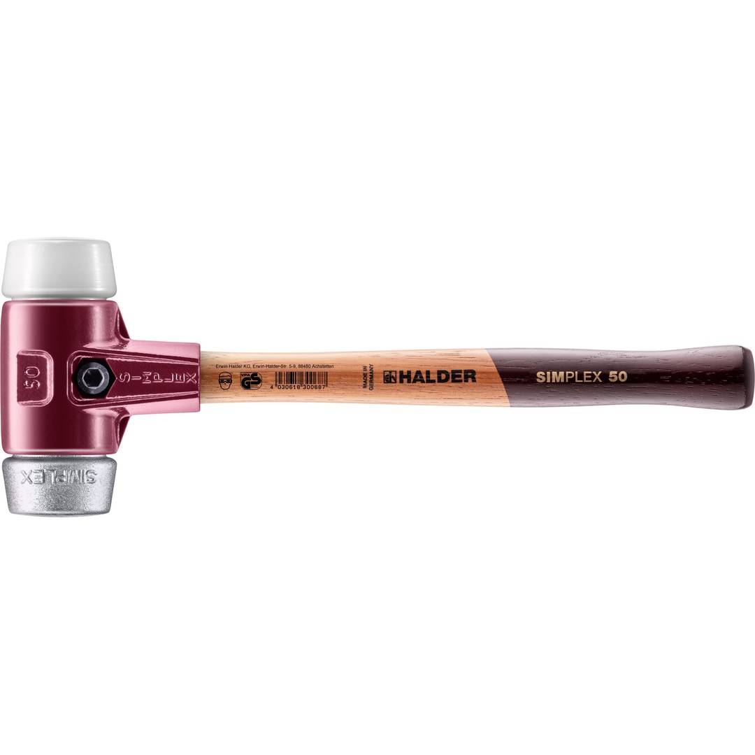 HALDER SIMPLEX Schonhammer Ø 50 mm Superplastik / Weichmetall mit Tempergussgehäuse