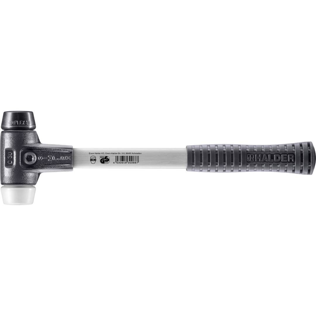 HALDER SIMPLEX Schonhammer Ø 30 mm Gummi schwarz / Superplastik mit verstärktem Tempergussgehäuse und Fiberglasstiel