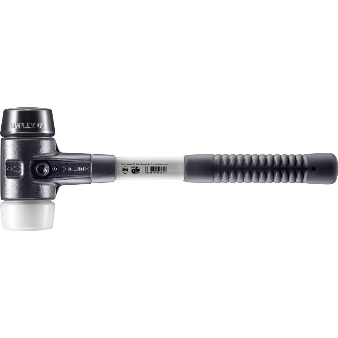 HALDER SIMPLEX Schonhammer Ø 60 mm Gummi schwarz / Superplastik mit verstärktem Tempergussgehäuse und Fiberglasstiel