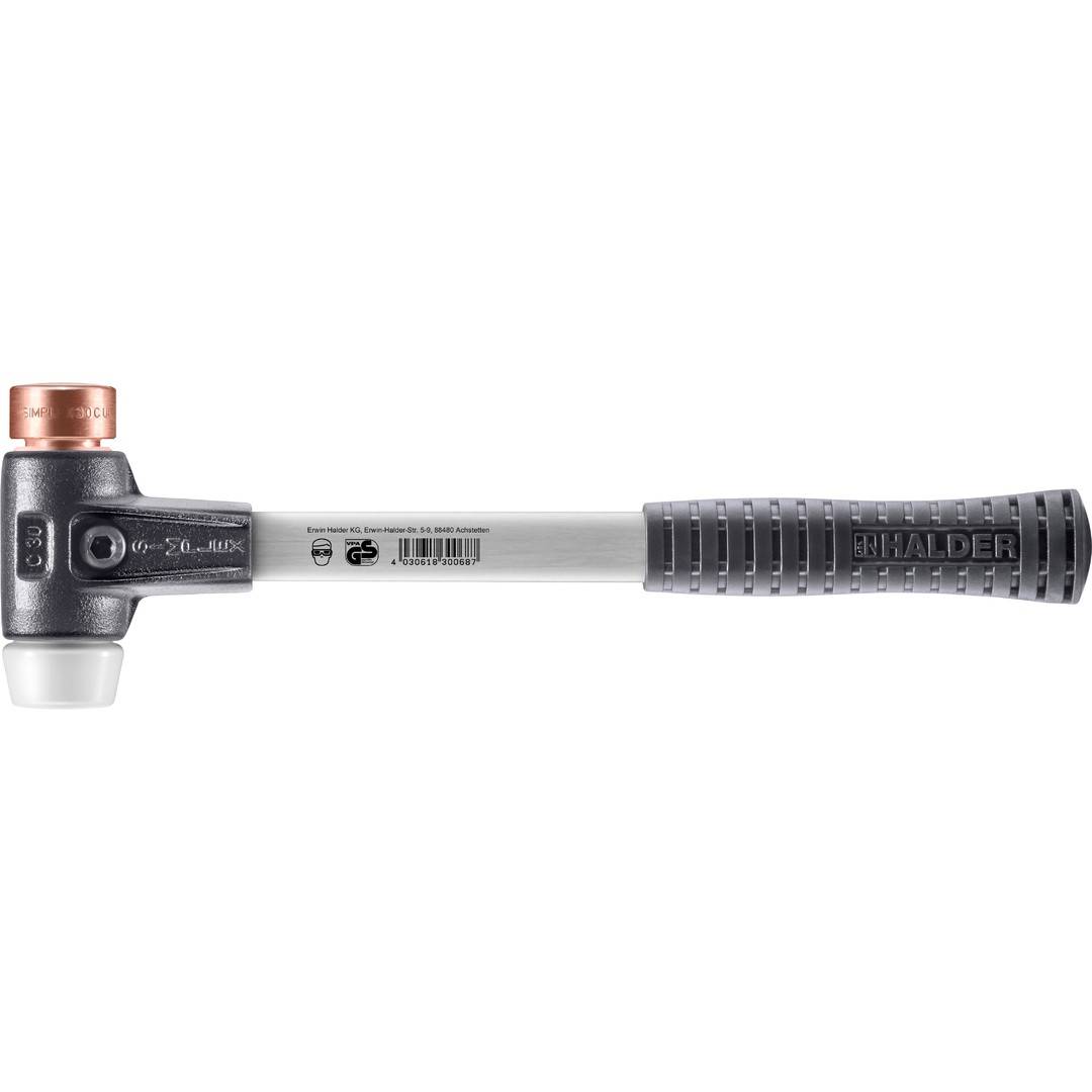 HALDER SIMPLEX Schonhammer Ø 30 mm Kupfer / Superplastik mit verstärktem Tempergussgehäuse und Fiberglasstiel