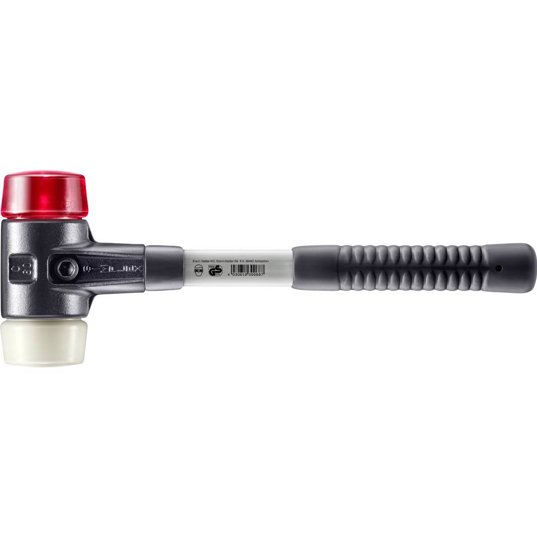 HALDER SIMPLEX Schonhammer Ø 60 mm Plastik rot / Nylon mit verstärktem Tempergussgehäuse und Fiberglasstiel