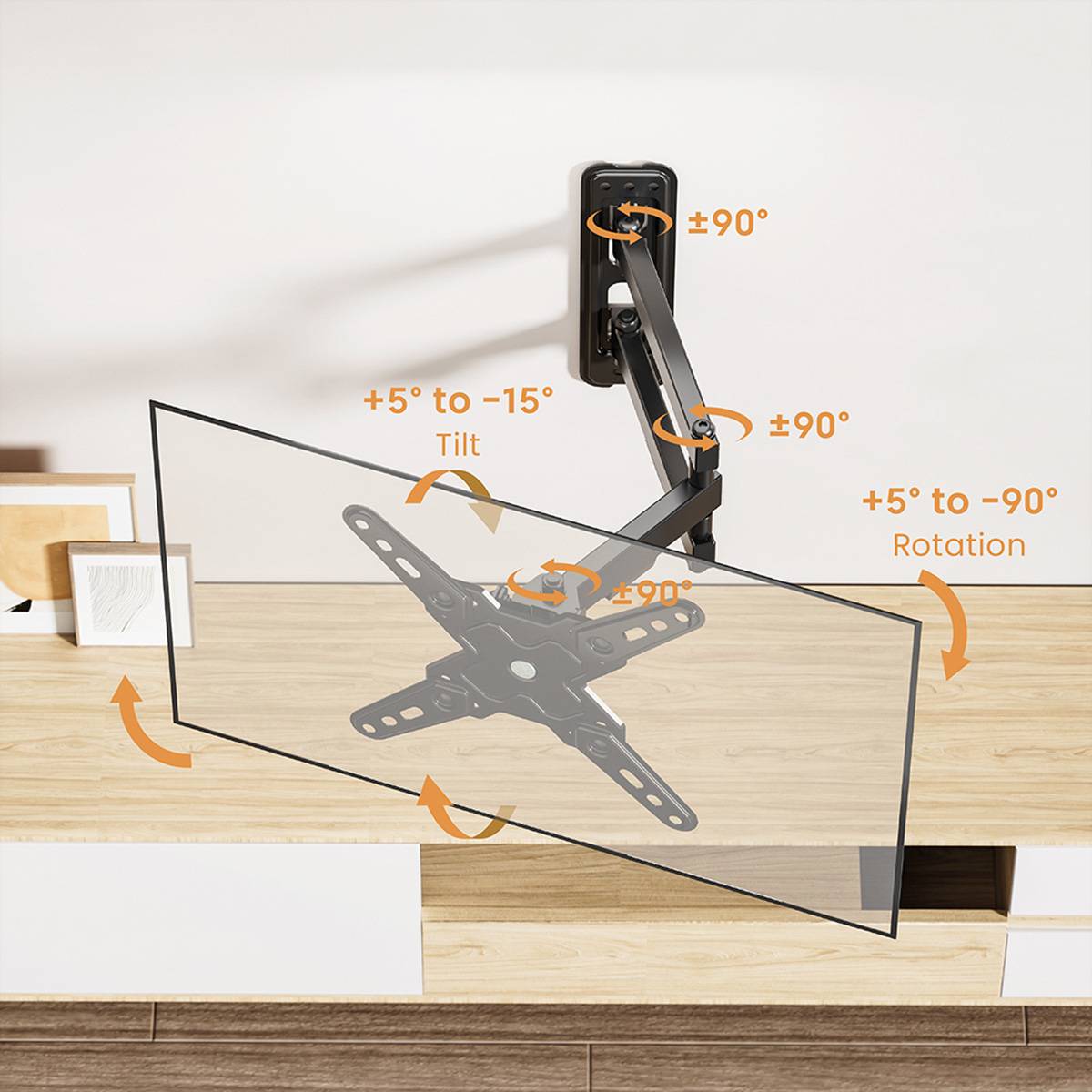 VALUE TV-Wandhalterung, 3 Drehpunkte, 13-43 Zoll, bis 20 kg