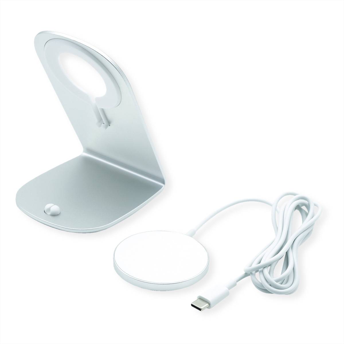 ROLINE Magnet-Induktions-Ladegerät mit Standfuß für Mobilgeräte, 15W