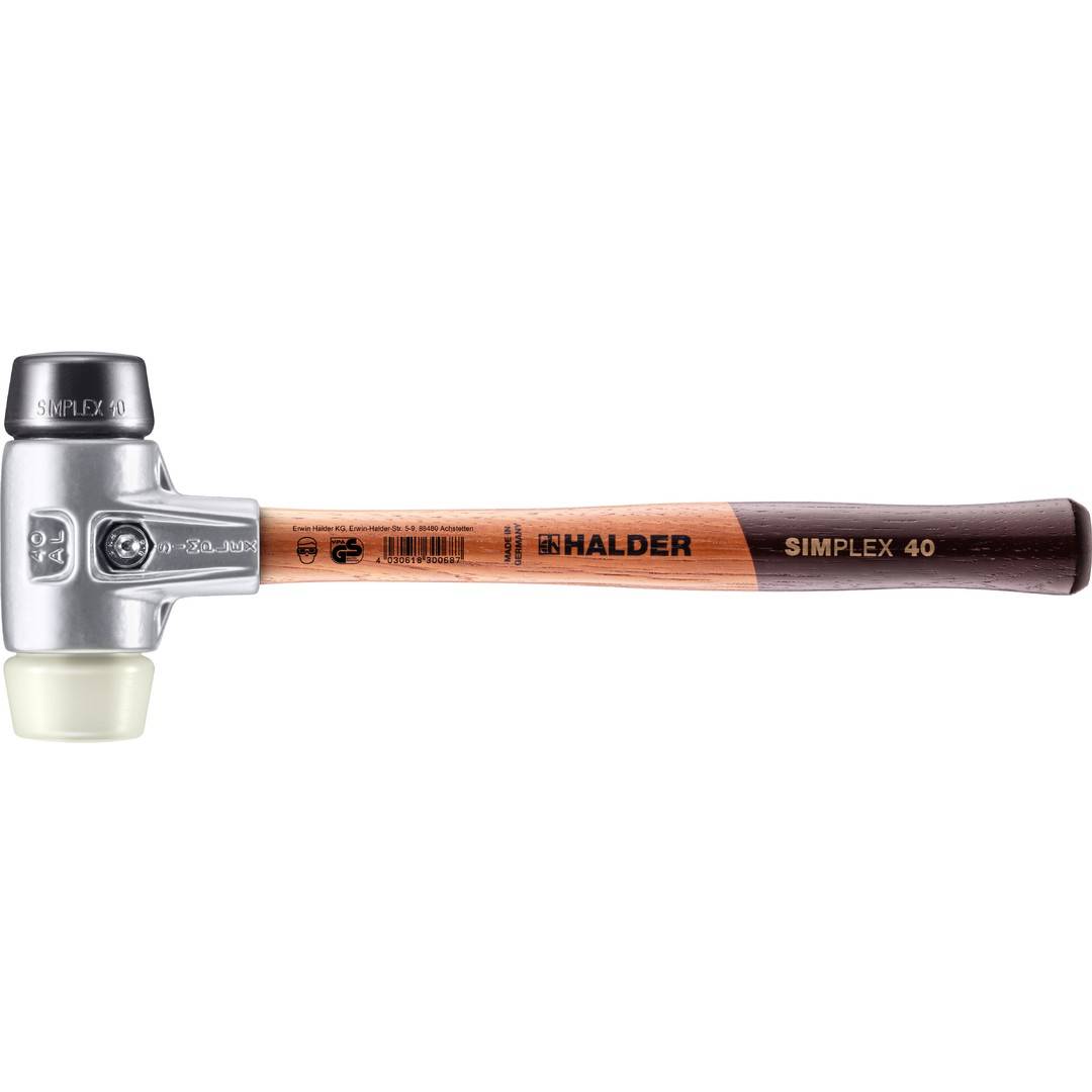 HALDER SIMPLEX Schonhammer Ø 40 mm Gummi schwarz / Nylon mit Aluminiumgehäuse