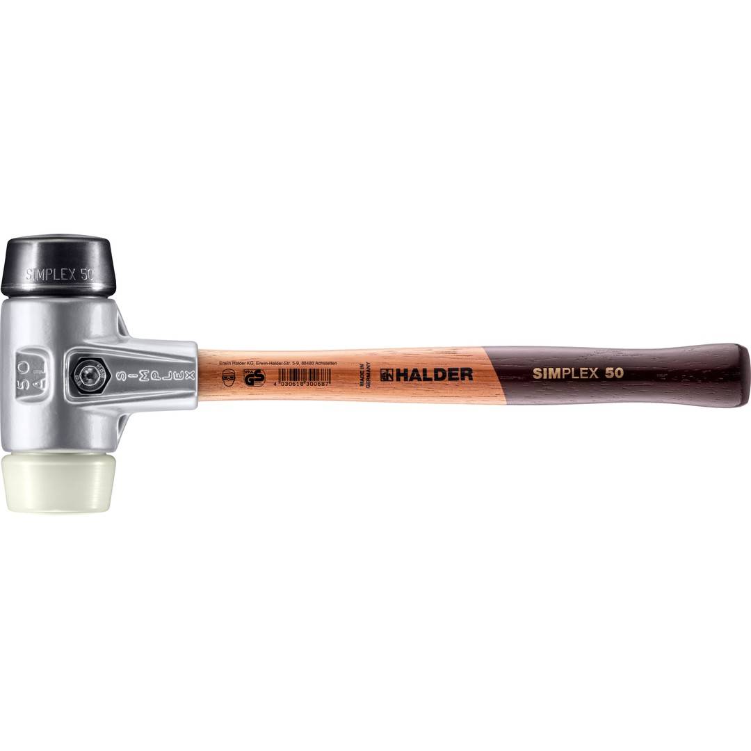 HALDER SIMPLEX Schonhammer Ø 50 mm Gummi schwarz / Nylon mit Aluminiumgehäuse