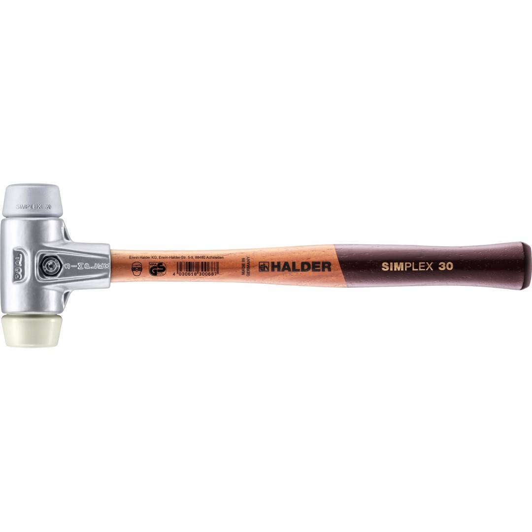 HALDER SIMPLEX Schonhammer Ø 30 mm TPE-mid grau / Nylon mit Aluminiumgehäuse
