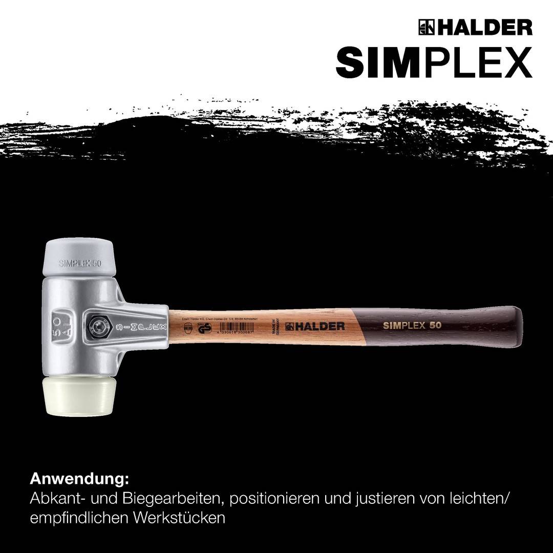 HALDER SIMPLEX Schonhammer Ø 50 mm TPE-mid grau / Nylon mit Aluminiumgehäuse