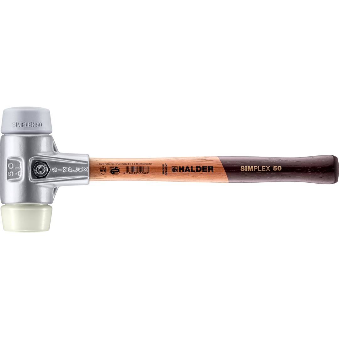 HALDER SIMPLEX Schonhammer Ø 50 mm TPE-mid grau / Nylon mit Aluminiumgehäuse