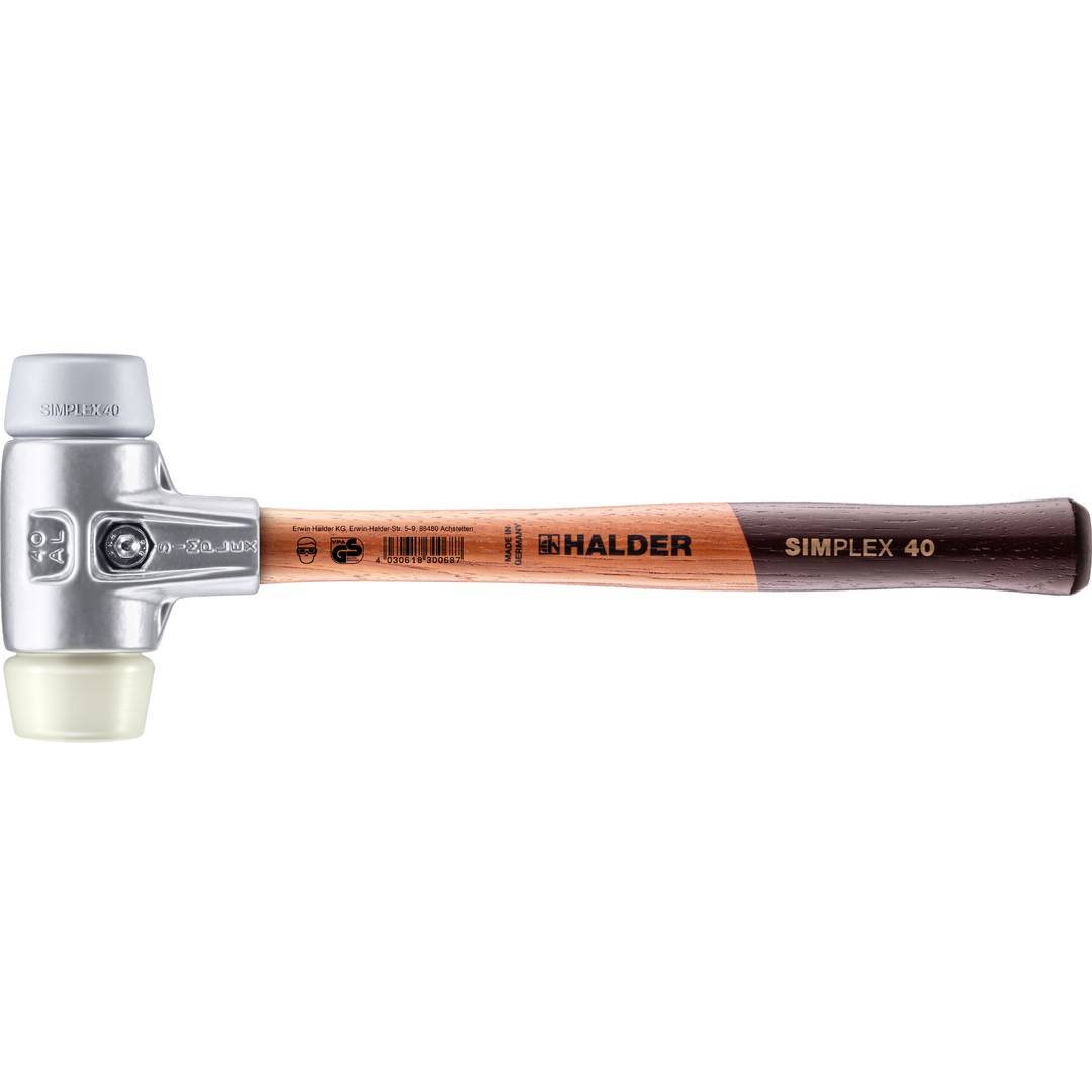 HALDER SIMPLEX Schonhammer Ø 40 mm TPE-mid grau / Nylon mit Aluminiumgehäuse